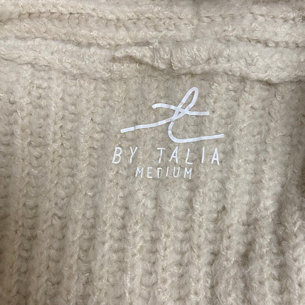T by Talia Cream Fringe Trim Open Front Cardigan Sweater Size Medium NWT - Picture 5 of 8